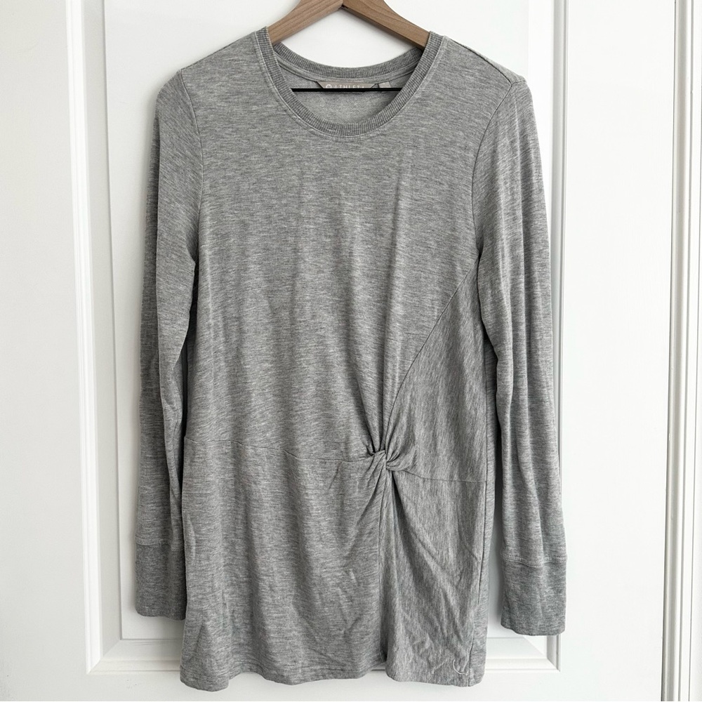 Athleta Women’s Top Gray Clarity Sweatshirt Size Small Athleisure Modal Knot Top